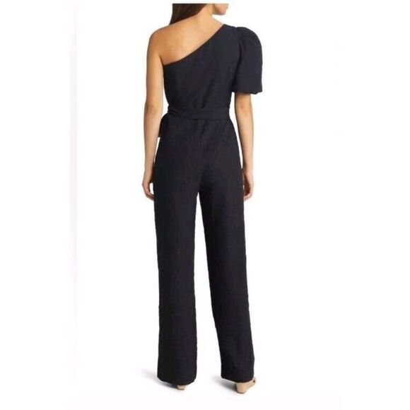 Lilly Pulitzer Brialyn One-Shoulder Jumpsuit 14 Onyx Black Jacquard $248 EUC‎ - Picture 8 of 16